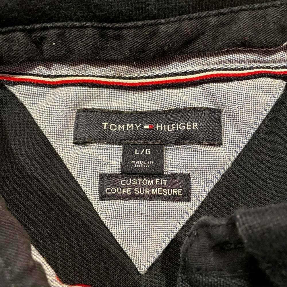 Tommy Hilfiger Men’s Navy Blue Custom Fit Short Sleeve Polo Shirt Large - Picture 4 of 7
